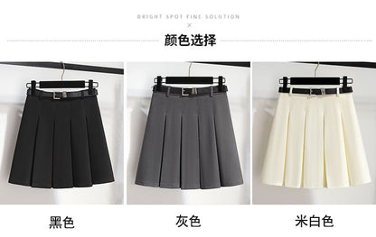 High-Rise Solid Mini Pleated Skirt