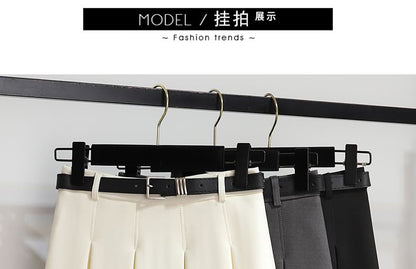 High-Rise Solid Mini Pleated Skirt