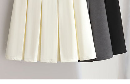 High-Rise Solid Mini Pleated Skirt