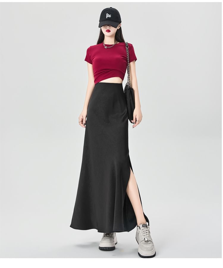 High-Waist Solid Long Mermaid Skirt