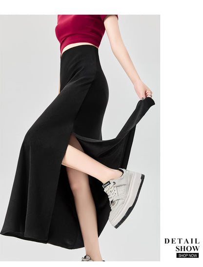 High-Waist Solid Long Mermaid Skirt