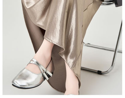 High-Rise Satin Solid Long Mermaid Skirt