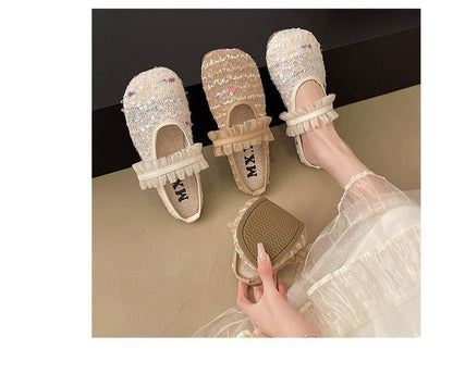 Jane Mesh Sequin Round Toe Mules Mary