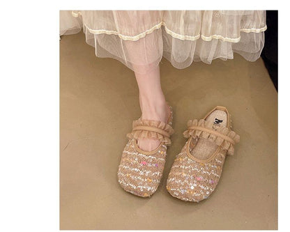 Jane Mesh Sequin Round Toe Mules Mary