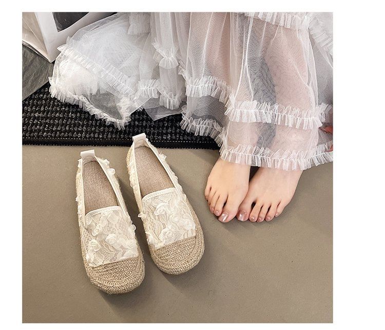 Floral Slip-Ons Espadrille Mesh