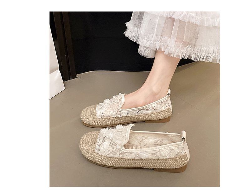 Floral Slip-Ons Espadrille Mesh