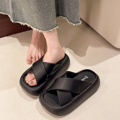 Platform Slide Sandals Criss Cross