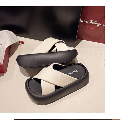 Platform Slide Sandals Criss Cross
