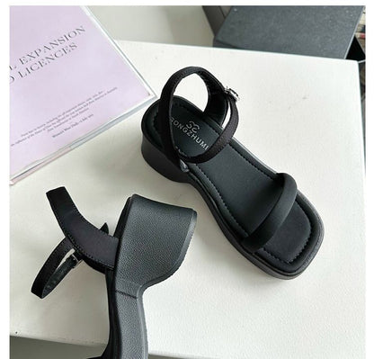 Sandals Heel Chunky Plain