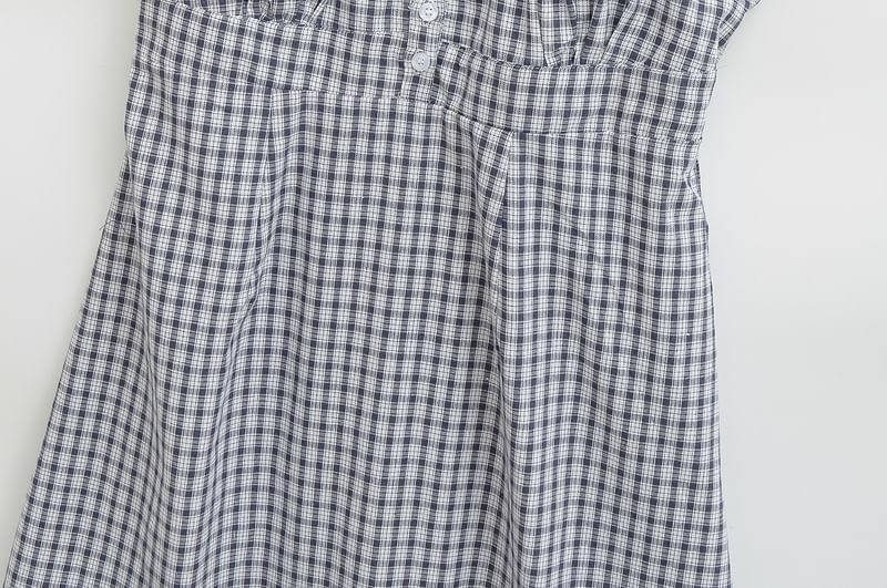 Spaghetti Strap V-Neck Plaid Mini A-Line Dress