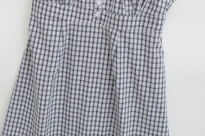 Spaghetti Strap V-Neck Plaid Mini A-Line Dress