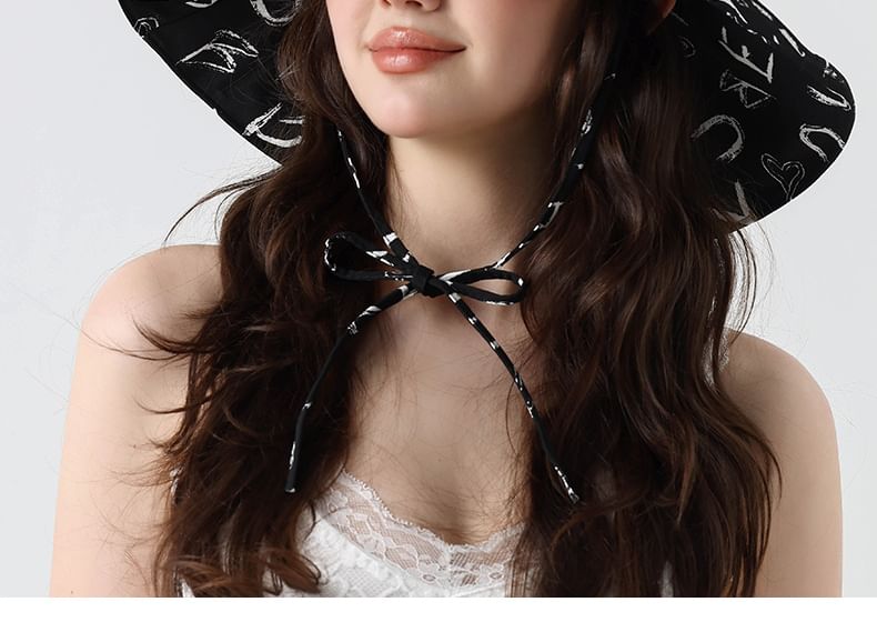 Lettering Print Boonie Hat