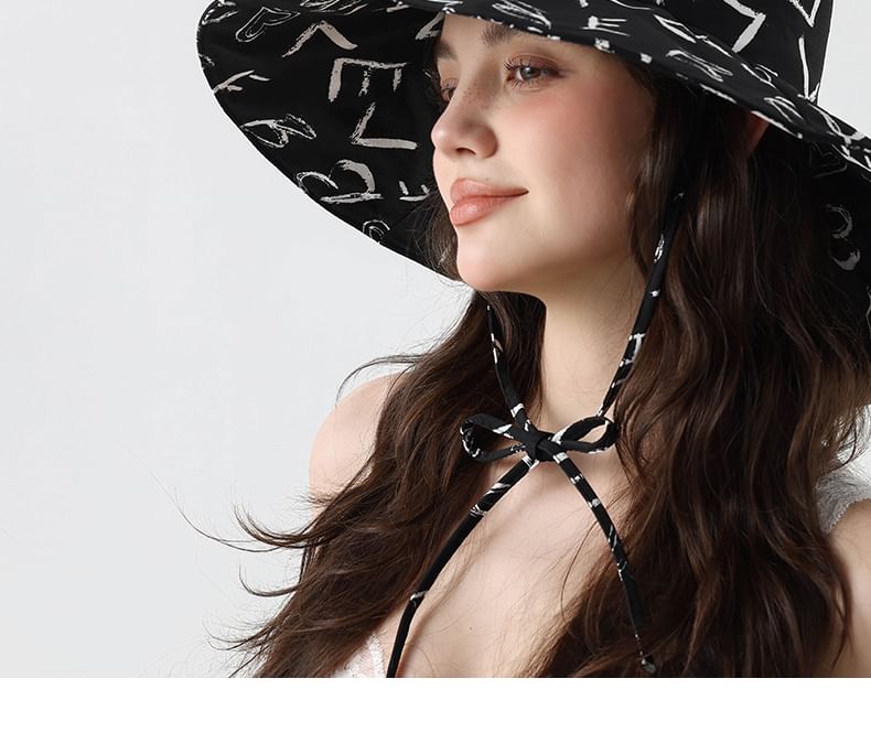 Lettering Print Boonie Hat