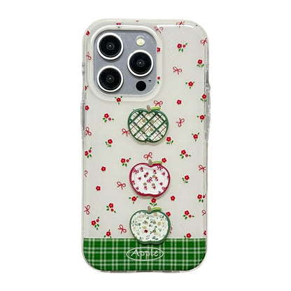 Apple Floral Print Phone Case / Beaded Phone Strap / Set