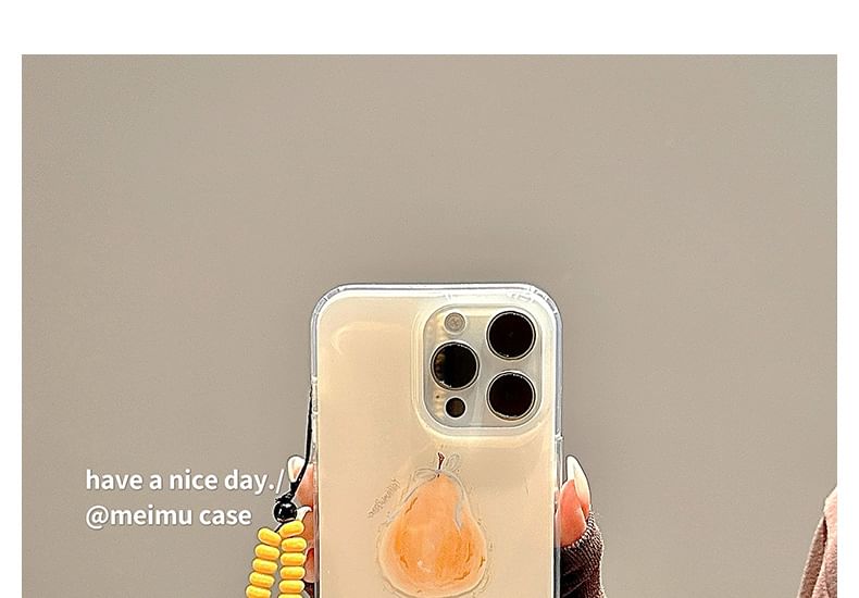 Pear Print Phone Case / Star Bead Phone Strap / Set