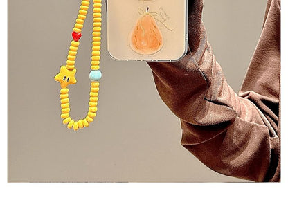 Pear Print Phone Case / Star Bead Phone Strap / Set