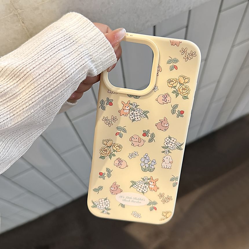 Rabbit Print Phone Case / Bead Phone Strap / Set