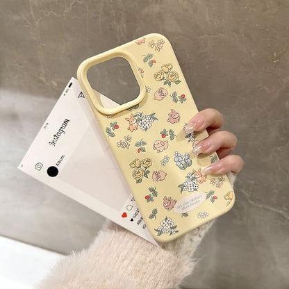 Rabbit Print Phone Case / Bead Phone Strap / Set