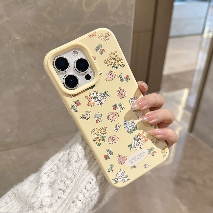 Rabbit Print Phone Case / Bead Phone Strap / Set