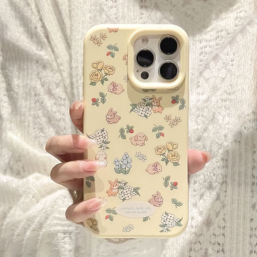 Rabbit Print Phone Case / Bead Phone Strap / Set