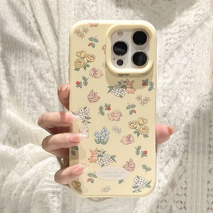 Rabbit Print Phone Case / Bead Phone Strap / Set