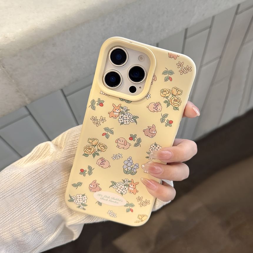 Rabbit Print Phone Case / Bead Phone Strap / Set