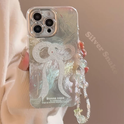 Snake Print Phone Case / Bead Phone Strap / Set
