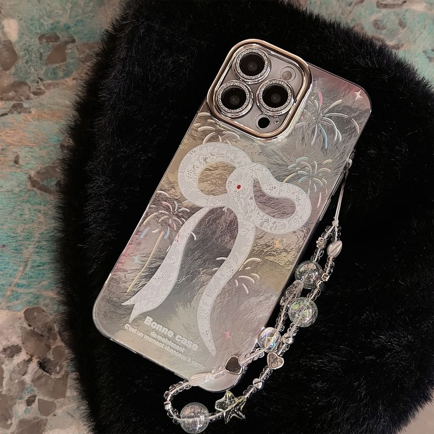 Snake Print Phone Case / Bead Phone Strap / Set