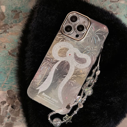 Snake Print Phone Case / Bead Phone Strap / Set