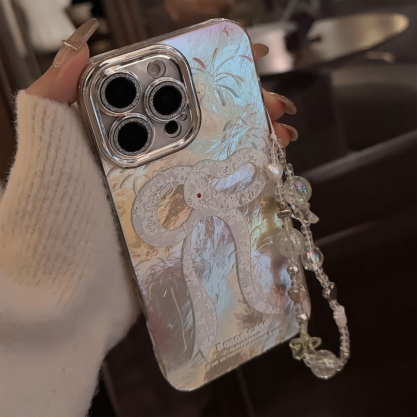 Snake Print Phone Case / Bead Phone Strap / Set