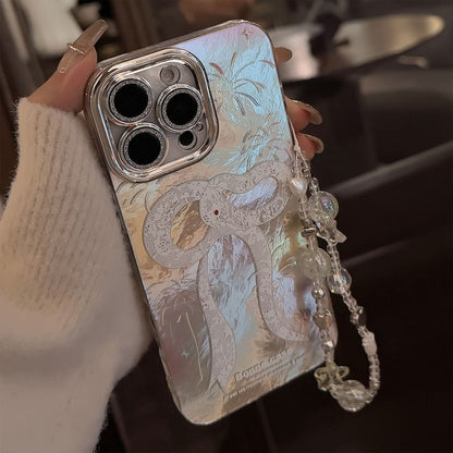 Snake Print Phone Case / Bead Phone Strap / Set