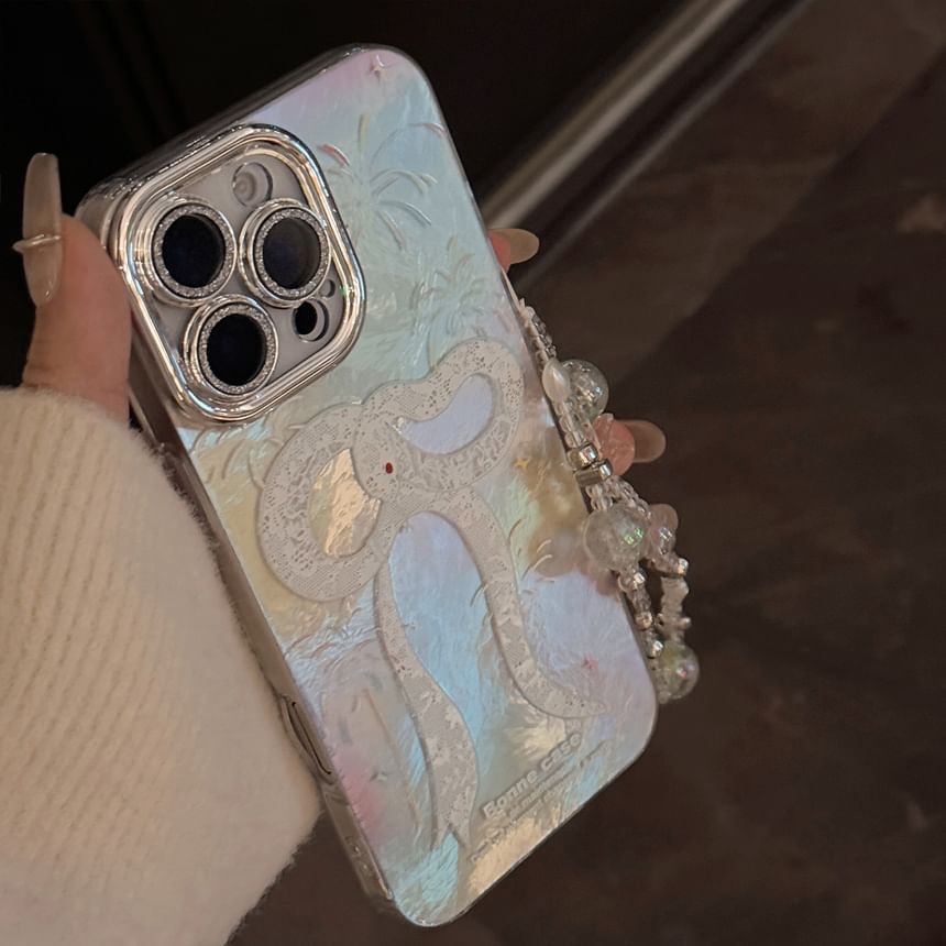 Snake Print Phone Case / Bead Phone Strap / Set