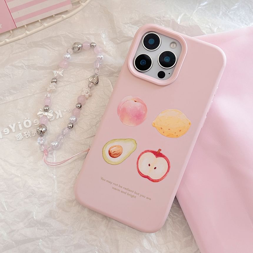 Fruit Print Phone Case / Bead Phone Strap / Set
