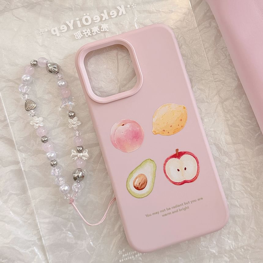 Fruit Print Phone Case / Bead Phone Strap / Set