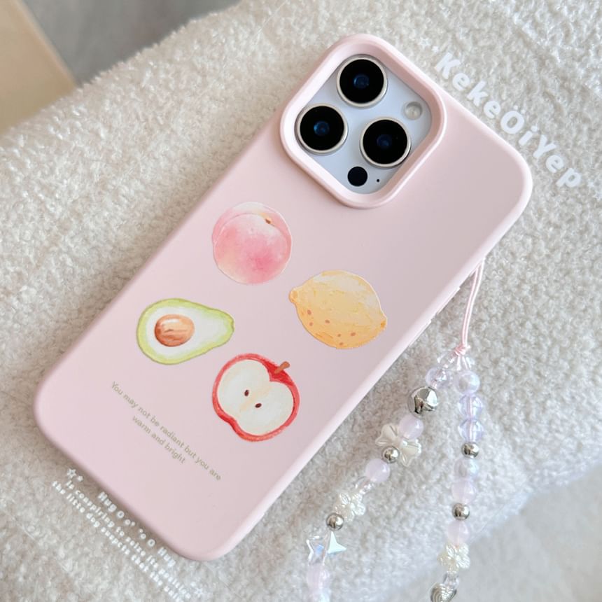 Fruit Print Phone Case / Bead Phone Strap / Set