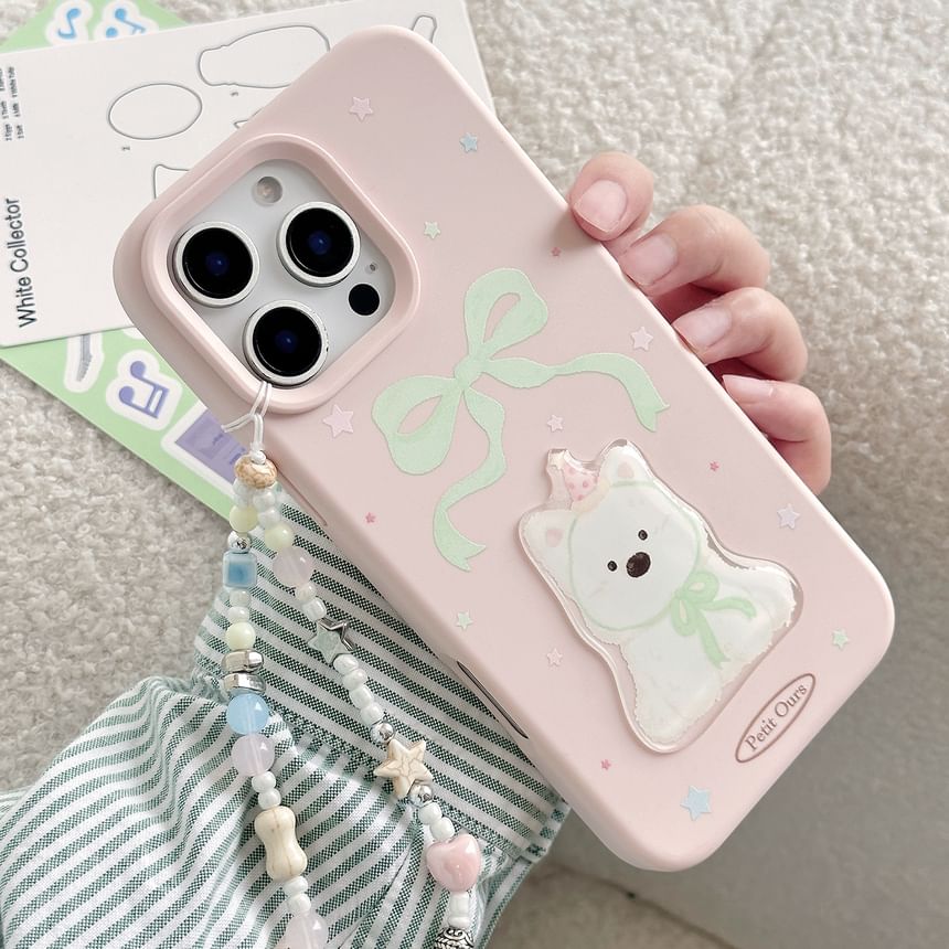 Dog Print Phone Case / Bead Phone Strap / Set