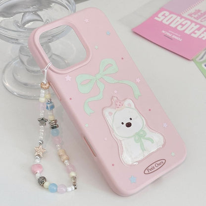 Dog Print Phone Case / Bead Phone Strap / Set