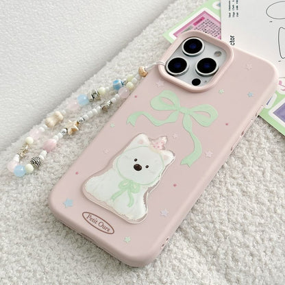 Dog Print Phone Case / Bead Phone Strap / Set