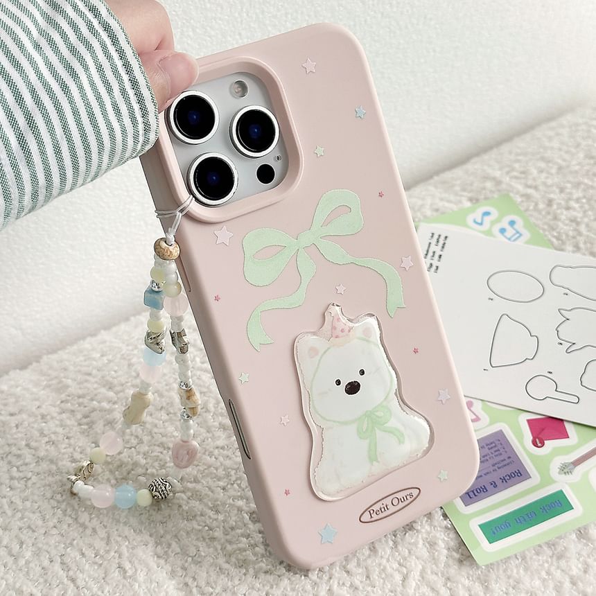 Dog Print Phone Case / Bead Phone Strap / Set