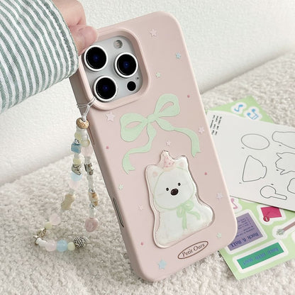 Dog Print Phone Case / Bead Phone Strap / Set