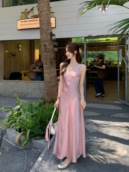 Scoop Neck Sleeveless Solid A-Line Maxi Dress