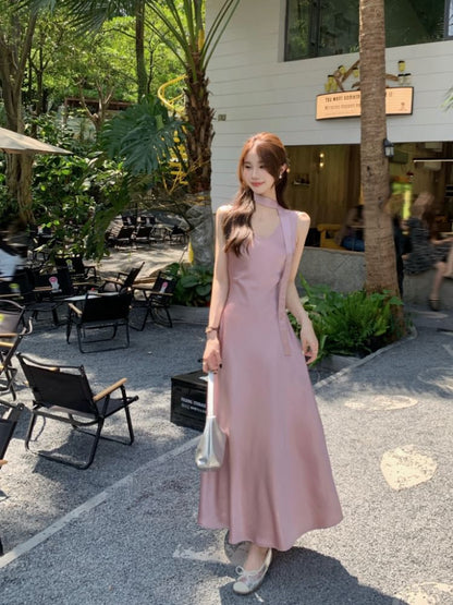 Scoop Neck Sleeveless Solid A-Line Maxi Dress