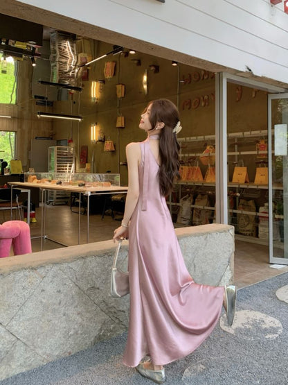 Scoop Neck Sleeveless Solid A-Line Maxi Dress