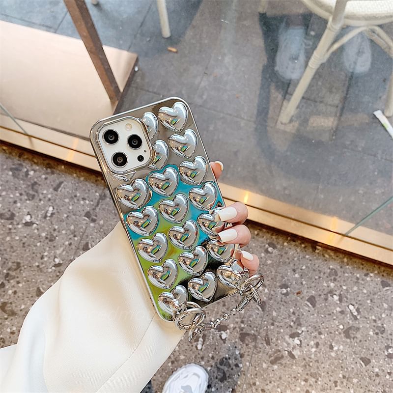 Heart Metallic Phone Case / Strap / Lanyard / Set