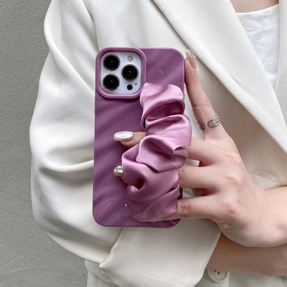 Plain Shirred Fabric Strap Phone Case