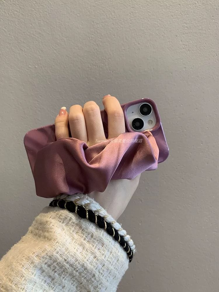 Plain Shirred Fabric Strap Phone Case