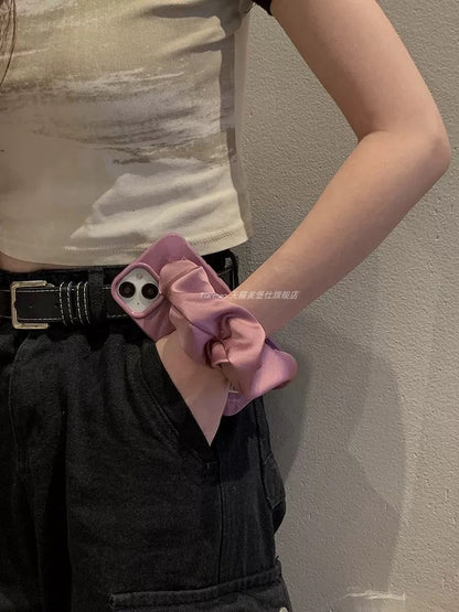 Plain Shirred Fabric Strap Phone Case