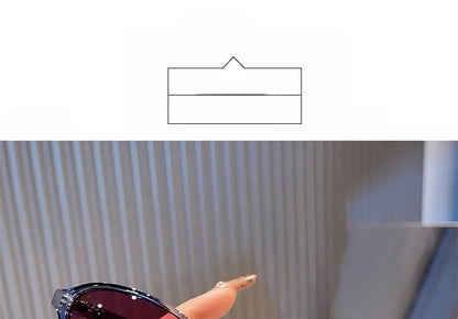 Oval Plastic Frame Sunglasses / Case / Pouch / Cleaning Cloth / Set