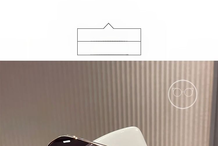 Double Bridge Metal Frame Polished Sunglasses / Case / Pouch / Cleaning Cloth / Set