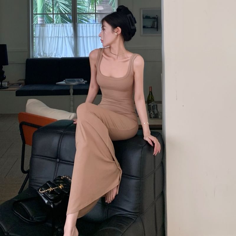 Scoop Neck Mermaid Maxi Dress, Sleeveless